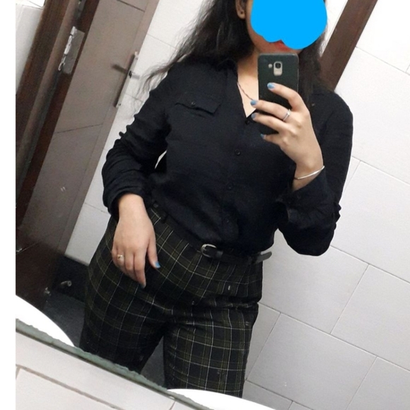 Black & Green Formal Trousers for women - Picture 2 of 5